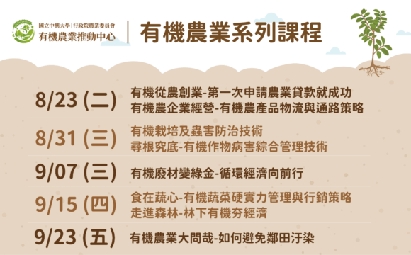 2022有機農業系列課程－8月&9月課程