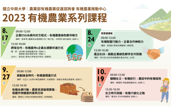 2023有機農業系列課程招生中！
