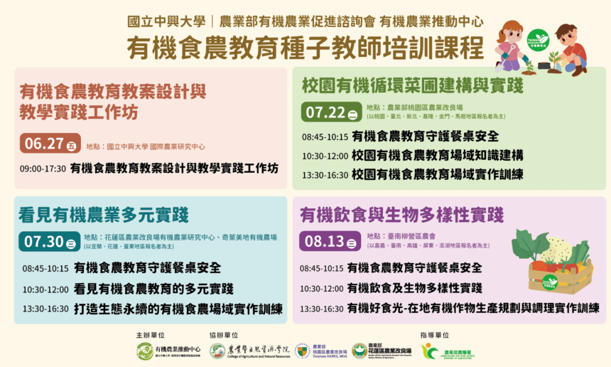 2025有機食農教育種子教師培訓課程（截止報名）