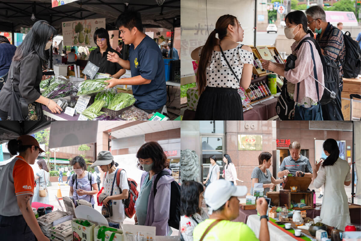 圖4、農友與消費者介紹有機農產品